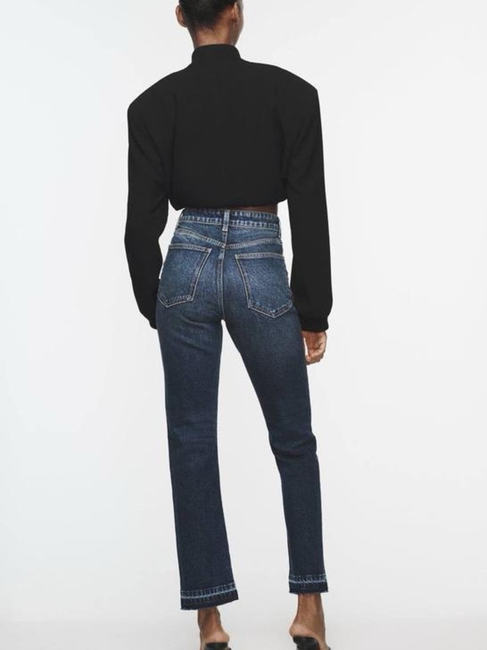Zara Classic High-Rise Straight slim Jeans - Dark indigo Blue